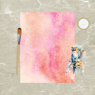 水彩ピンクとオレンジのスクラップブック紙