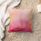 水彩ピンクとオレンジのブレンド クッション (ブランケット)