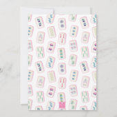 水彩ピンクとグリーンの麻雀タイルパーティー 招待状 (裏面)