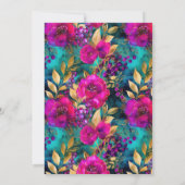 水彩ピンクとゴールドの花 21歳の誕生日 招待状 (裏面)