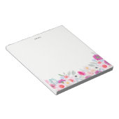 水彩ピンクとパープルアネモンスガーランドフローラ ノートパッド (アングル)