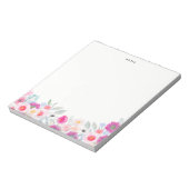 水彩ピンクとパープルアネモンスガーランドフローラ ノートパッド (回転)