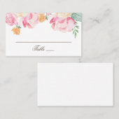 水彩ピンクとピーチガーデンのフローラ結婚ズ プレイスカード (正面/裏面)