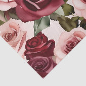 水彩ピンクとブルゴーニュのフローラ 薄葉紙 (詳細)