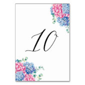 水彩ピンクとブルーのハイドランジア テーブル10 テーブルナンバー (裏面)
