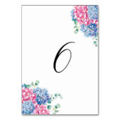 水彩ピンクとブルーのハイドランジア テーブル6 テーブルナンバー (裏面)