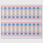 水彩ピンクとブルーのフローラデザイナーギフトラップ ラッピングペーパー (フラット)