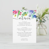 水彩ピンクとブルーのフローラ庭園の結婚式 メニュー (スタンド正面)