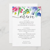 水彩ピンクとブルーのフローラ庭園の結婚式 メニュー (正面/裏面)