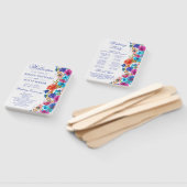 水彩ピンクとブルーの夏の花のウェディング ハンドファン (組立なし)