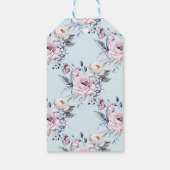 水彩ピンクとブルーの花 ブライダルシャワー ギフトタグ (裏面)