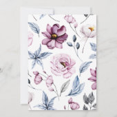 水彩ピンクとブルーの花 ブライダルシャワー 招待状 (裏面)