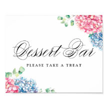 水彩ピンクとブルーアジサイのデザートバー