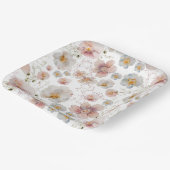 水彩ピンクとブルーワイルドフラワーブライダルシャワー ペーパープレート (傾斜あり)