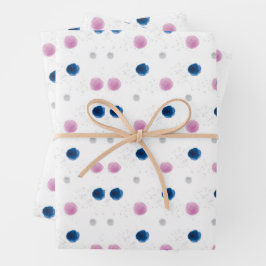 水彩ピンクとブルー ラッピングペーパーシート