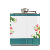 水彩ピンクとホワイトペチュニアイラストレーション フラスク (裏面)