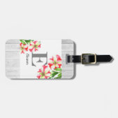 水彩ピンクとホワイトペチュニアイラストレーション ラゲッジタグ (正面横)