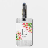 水彩ピンクとホワイトペチュニアイラストレーション ラゲッジタグ (裏面縦)