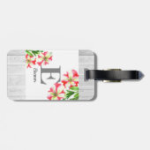 水彩ピンクとホワイトペチュニアイラストレーション ラゲッジタグ (裏面横)