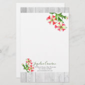 水彩ピンクとホワイトペチュニアイラストレーション 便箋 (正面/裏面)