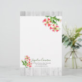 水彩ピンクとホワイトペチュニアイラストレーション 便箋 (スタンド正面)