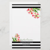 水彩ピンクとホワイトペチュニアイラストレーション 便箋 (正面/裏面)