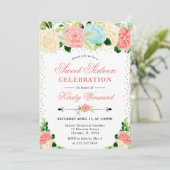 水彩ピンクとミントフラワースウィート16 招待状 (スタンド正面)