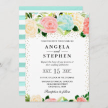 水彩ピンクとミント結婚花