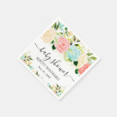 水彩ピンクとミント花ベビーシャワー スタンダードカクテルナプキン (角)