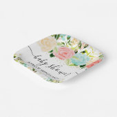 水彩ピンクとミント花ベビーシャワー ペーパープレート (傾斜あり)