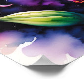 水彩ピンクと白のタラメのユリのポスター ポスター (角)