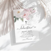 水彩ピンクと白のフローラ奉納 招待状