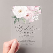 水彩ピンクと白の花ブライダルシャワー アクリル招待状 (インサイチュ (ポータブル))