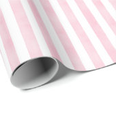 水彩ピンクと白ストライプ色 ラッピングペーパー (ロールコーナー)