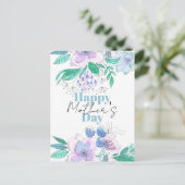 水彩ピンクと紫のお母さんの日 ポストカード (スタンド正面)