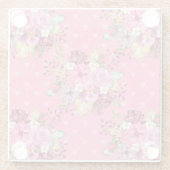 水彩ピンクと紫の秋の花 ガラスコースター (裏面)