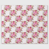 水彩ピンクと紫の秋の花 ラッピングペーパー (フラット)