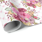 水彩ピンクと紫の秋の花 ラッピングペーパー (ロールコーナー)