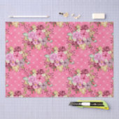 水彩ピンクと紫の秋の花 薄葉紙 (クラフト)