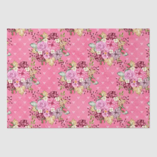 水彩ピンクと紫の秋の花 薄葉紙 (正面)