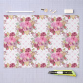 水彩ピンクと紫の秋の花 薄葉紙 (クラフト)