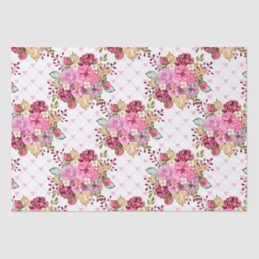 水彩ピンクと紫の秋の花 薄葉紙 (正面)