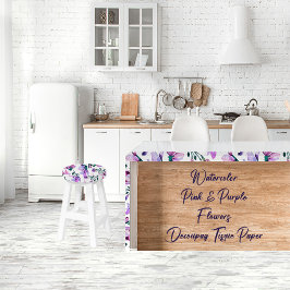 水彩ピンクと紫の花デカップティッシュ 薄葉紙