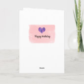 水彩ピンクと紫ハート10誕生日 カード (裏面)