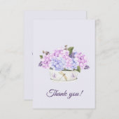 水彩ピンクと紫紫紫紫紫紫紫紫紫紫花 サンキューカード (正面/裏面)