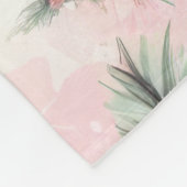 水彩ピンクと緑のクリスマスモチーフのコラージュ フリースブランケット (角)