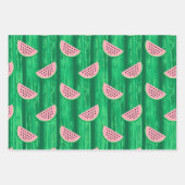 水彩ピンクと緑のスイカ模様 ラッピングペーパーシート (正面3)