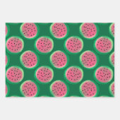 水彩ピンクと緑のスイカ模様 ラッピングペーパーシート (正面2)