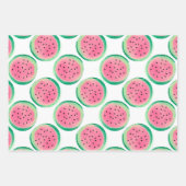 水彩ピンクと緑のスイカ模様 ラッピングペーパーシート (正面)