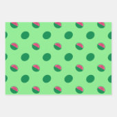 水彩ピンクと緑のスイカ模様 ラッピングペーパーシート (正面2)